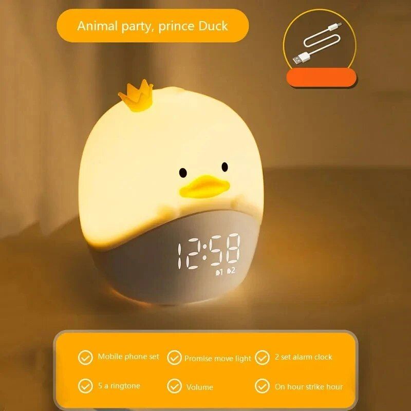 Rabbit & Duck LED Smart Alarm Clock with Night Light