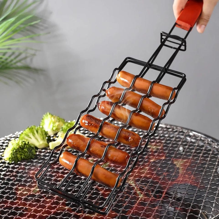 Stainless Steel BBQ Hot Dog Grill Basket