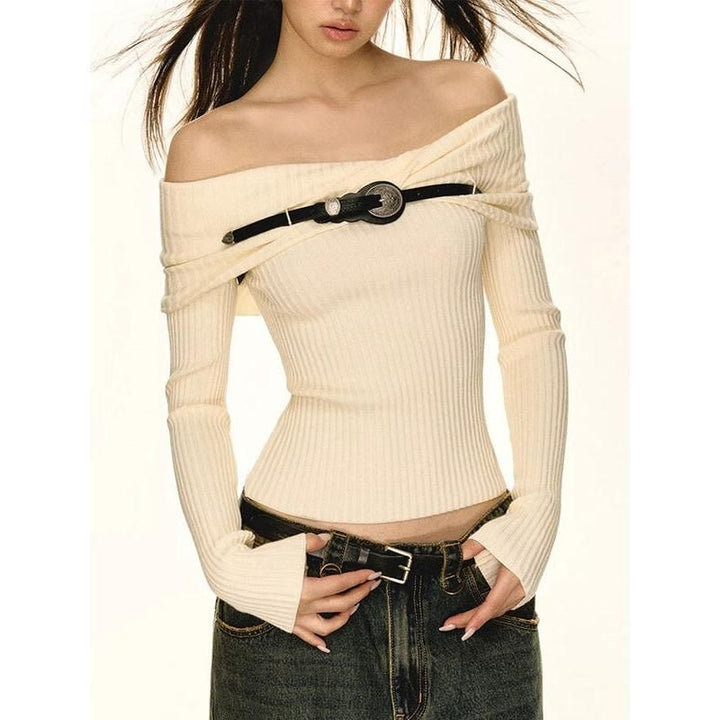 Elegant Off-Shoulder Slim Fit Sweater