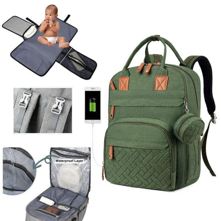 Multifunctional Diaper Bag Backpack with Changing Station - Waterproof, Spacious, and Versatile for Modern Parents