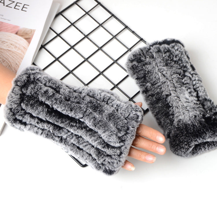 Autumn And Winter Warm Thickening Female Student Writing Knitted Gloves