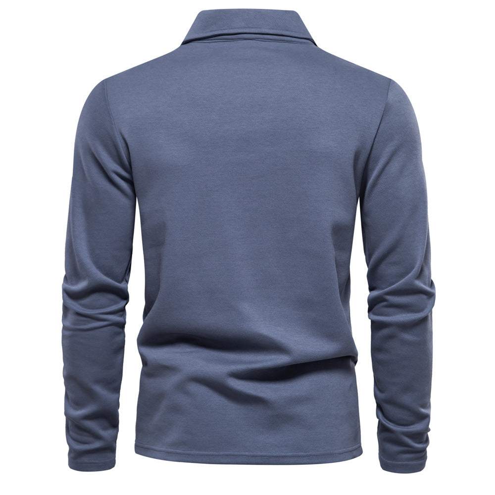 Fashion Lapel Long-sleeved Polo Shirt Men's Casual Solid Color Tops Clothing