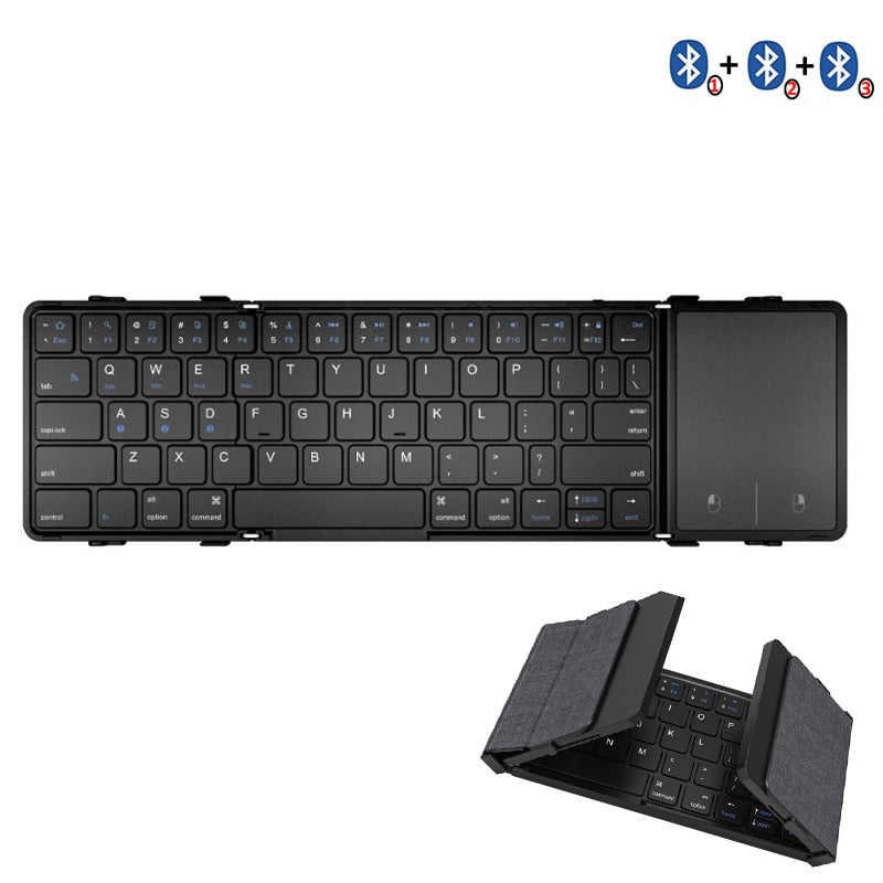 Multi-Device Wireless Folding Keyboard with Large Touchpad