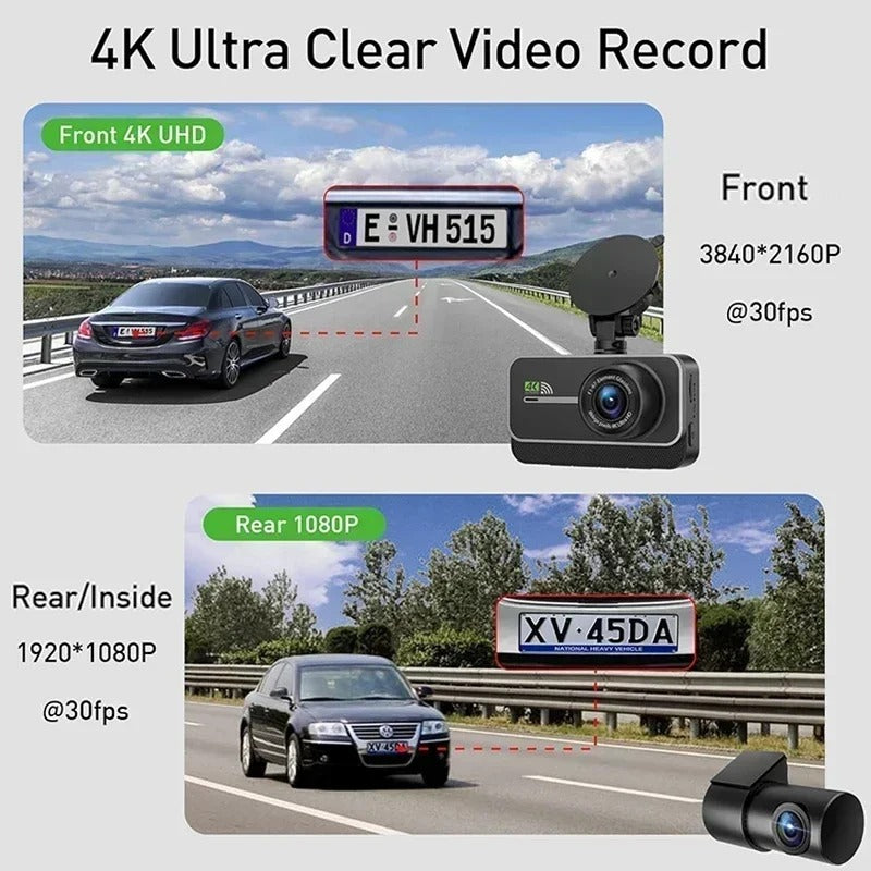 4K WiFi Dual Dash Cam with Night Vision