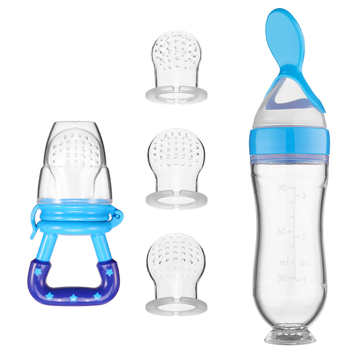 5pcs Silicone Squeezing Feeding Bottle Spoon Feeder for Newborn Baby