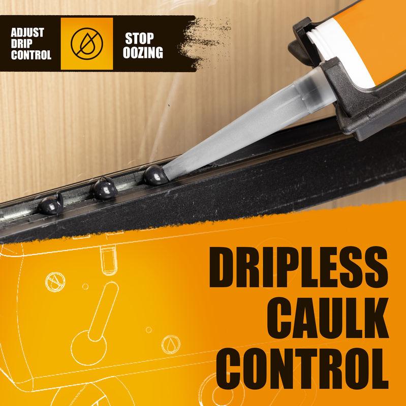 Non-Drip Caulking Gun with 12:1 Thrust Ratio