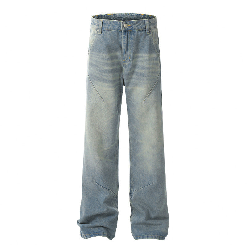 Washed Distressed Casual Jeans Straight Loose Thin Simple