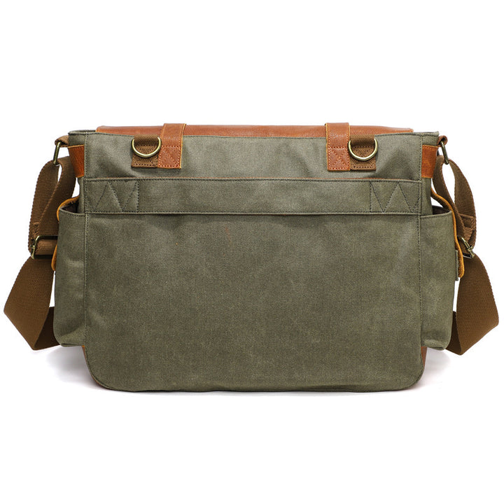 First Layer Cowhide Waxed Canvas Crossbody Shoulder Bag