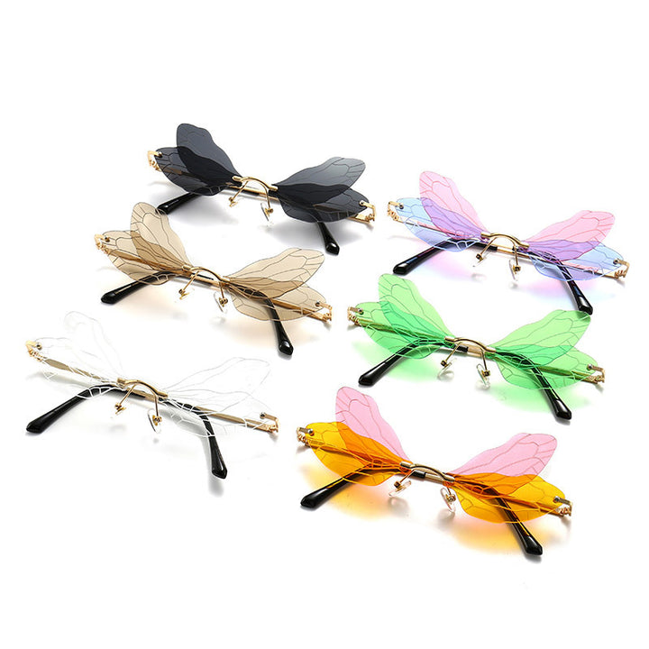 Rimless Dragonfly Wing Sunglasses with UV400 Protection