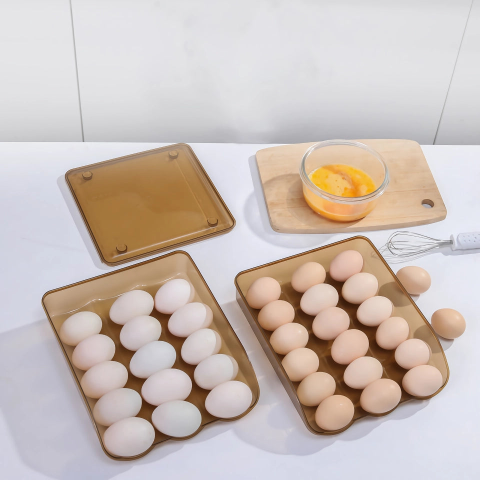 Stackable Self-Rolling Egg Storage Box - 1/2/3 Layer Organizer