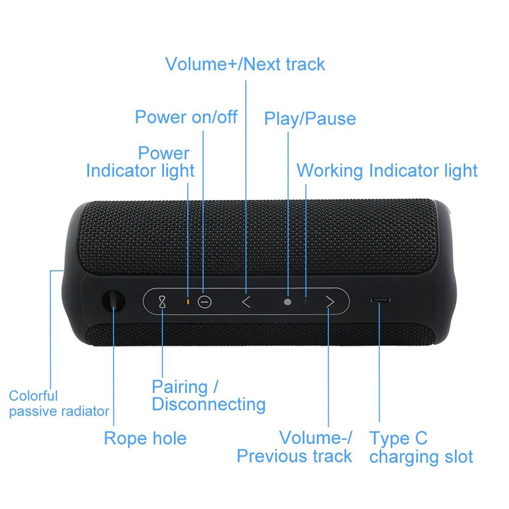 30W Portable Bluetooth Speaker | IPX7 Waterproof, TWS Dual Pairing, RGB Lighting & Bass Boost