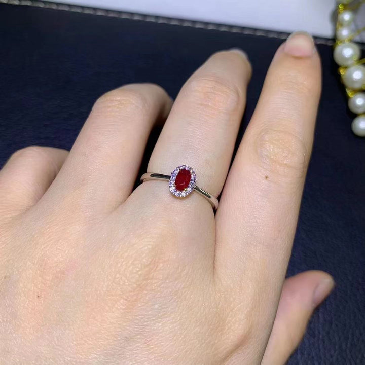 Natural Pigeon Blood Ruby Ring 925 Silver