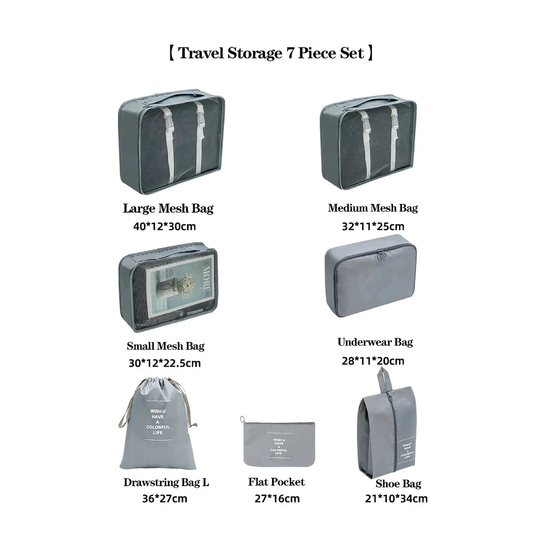 7-Piece Travel Organizer Set - Packing Cubes for Luggage and Clothes