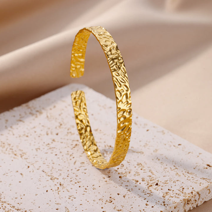 Gold Adjustable Stainless Steel Cuff Bracelet for Women