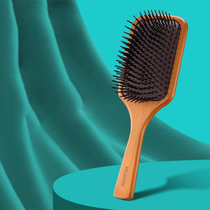 Natural Maple Wood Scalp Massage Hair Brush with Fine Tooth Comb