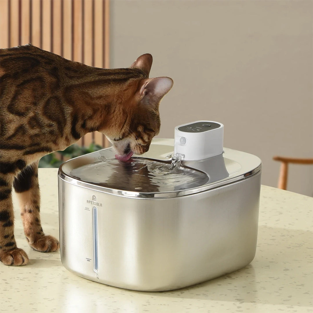 4L Stainless Steel Wireless Pet Water Fountain with Motion Sensor