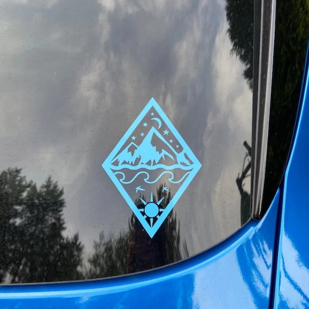 Custom Mountains & Sea Vinyl Car Decal – Durable Creative Sticker for All Surfaces