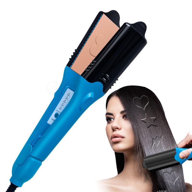 3D Hair Imprinting Straightener & Crimper with 5 Interchangeable Plates