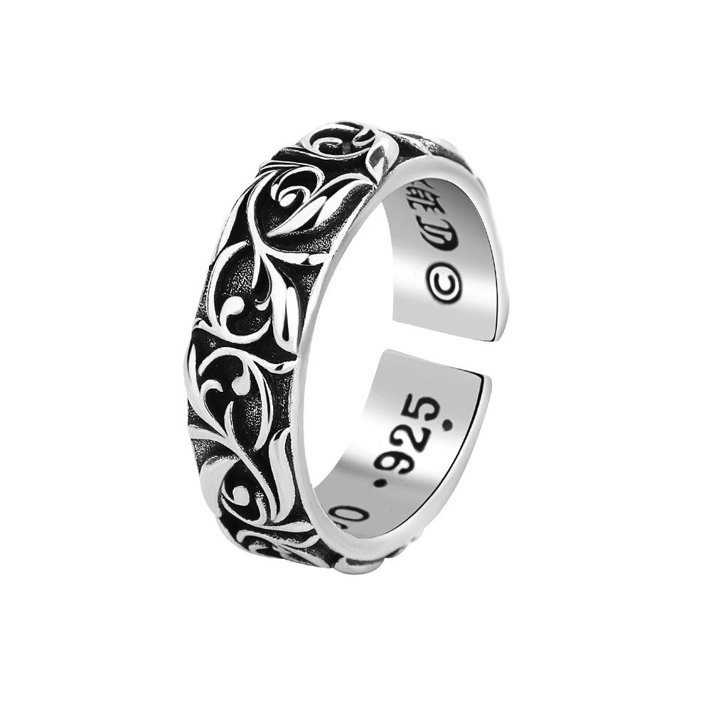 S925 Sterling Silver Vintage Eternal Rattan Ring For Men