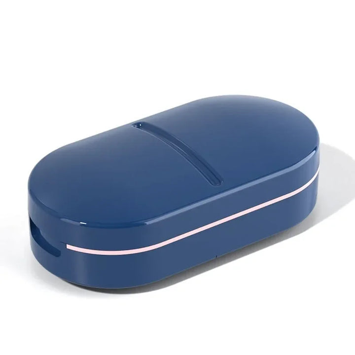 Portable 2-in-1 Pill Cutter and Storage Box – Mini Medicine Divider and Crusher