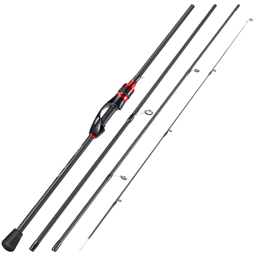 UltraLight 2.1m Carbon Fiber Fishing Rod - 4 Section EVA Handle Baitcasting Pole