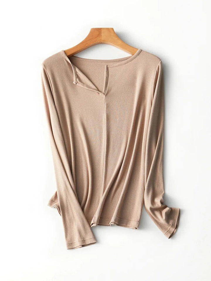 Elegant Square Neck Long Sleeve Tee