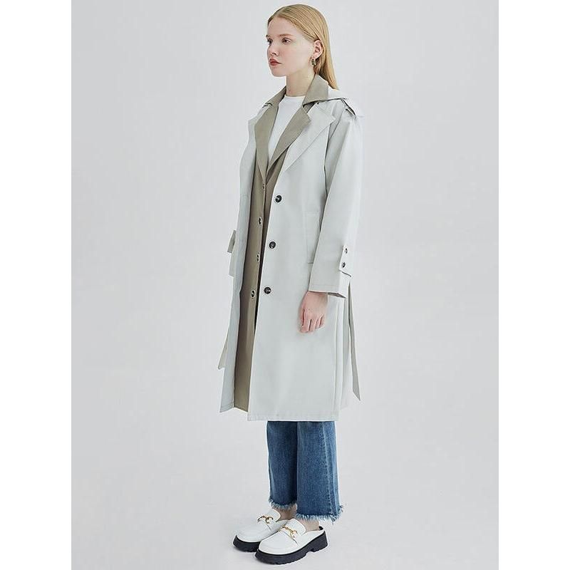 Contrasting Color Women's Trench Coat