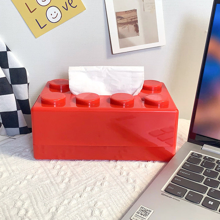 Creative Wall-Mounted Tissue Box Holder with Building Blocks