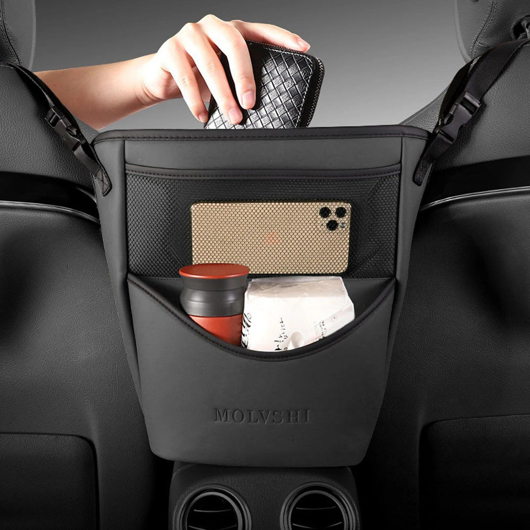 Luxurious Leather Car Seat Organizer with Protective Barrier