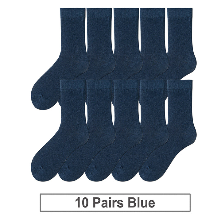 10 Pairs Men's Soft Breathable Cotton Business Socks