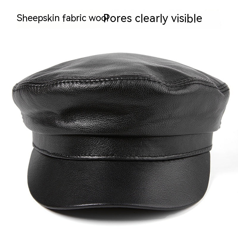 Autumn And Winter Sheepskin Flat-top Hat