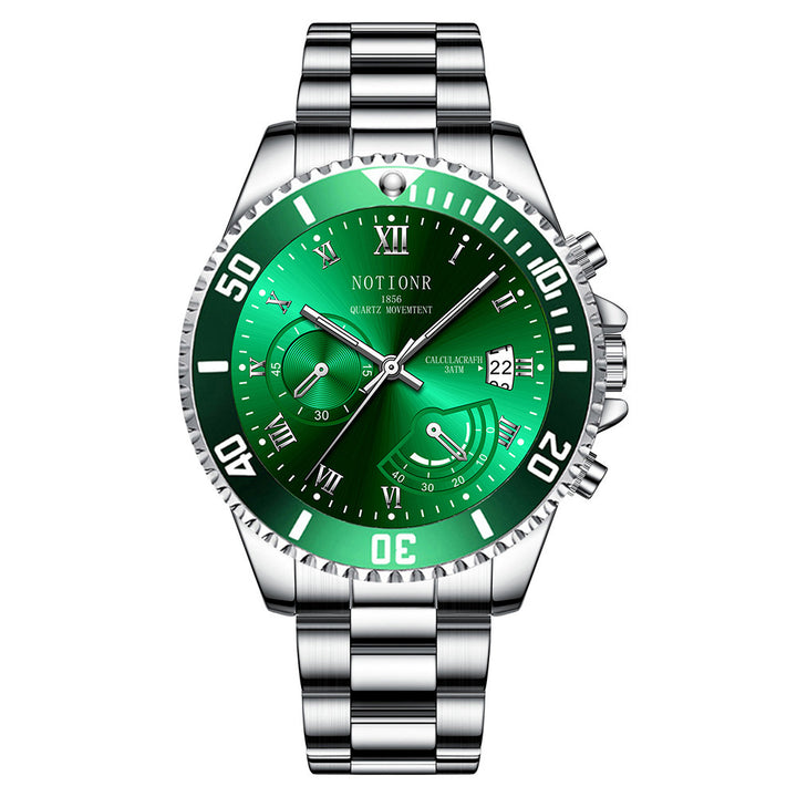 Waterproof Green Submariner Fashion Steel Luminous Calendar Quartz Watch Cross-border