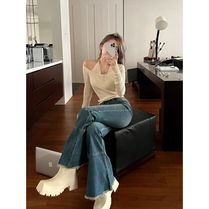 High Waist Slim Straight Loose Sagging Wide Leg Pants