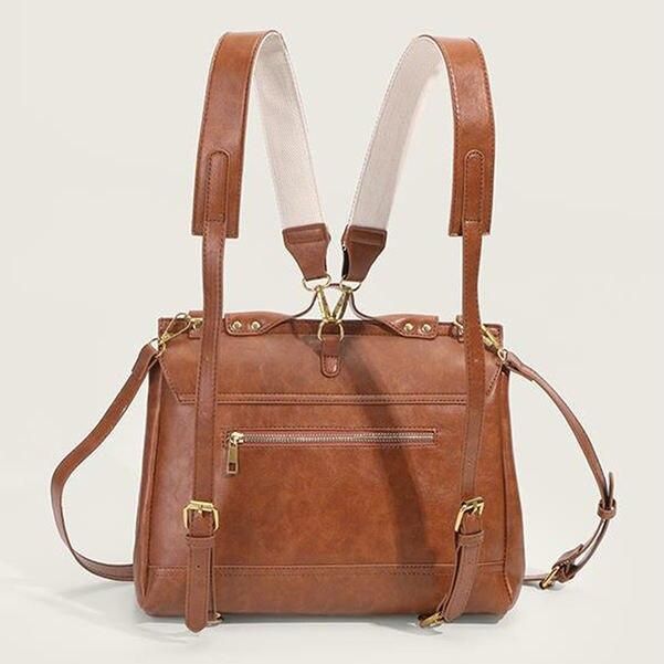 Vintage England Style Vegan Leather Backpack