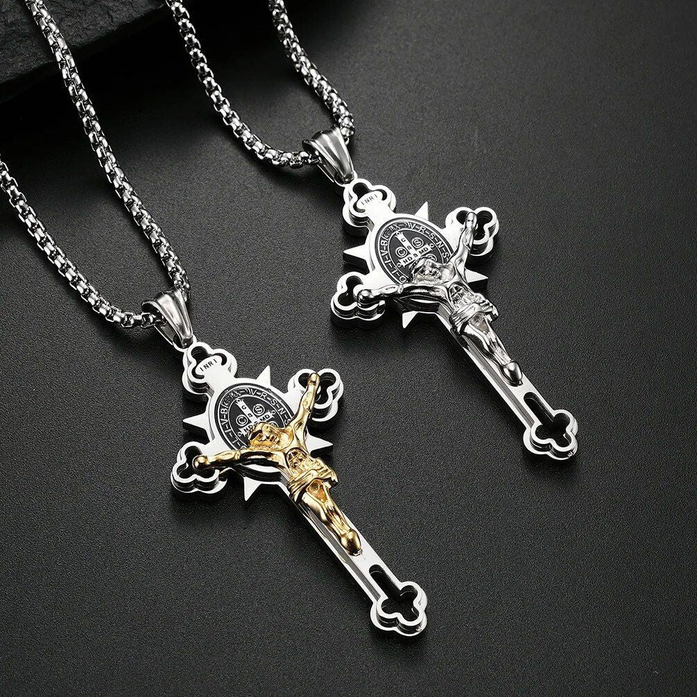 Saint Benedict Exorcism Cross Necklace