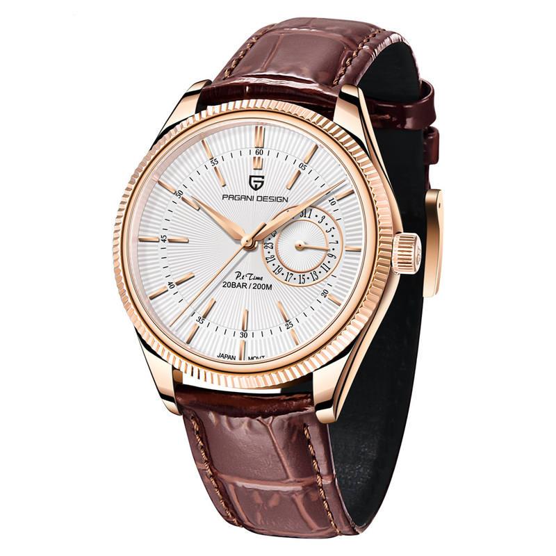 Luxury Quartz Men's Watch with Leather Band and Luminous Hands