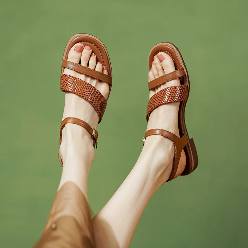 Retro Chic Women's Leather Sandals