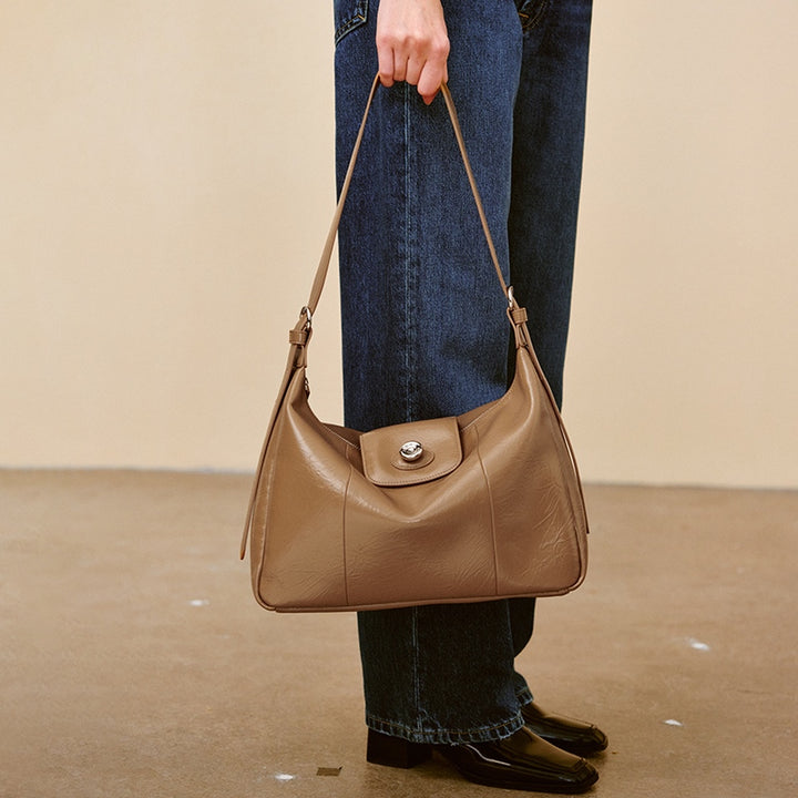 Elegant Leather Tote Shoulder Crossbody Bag