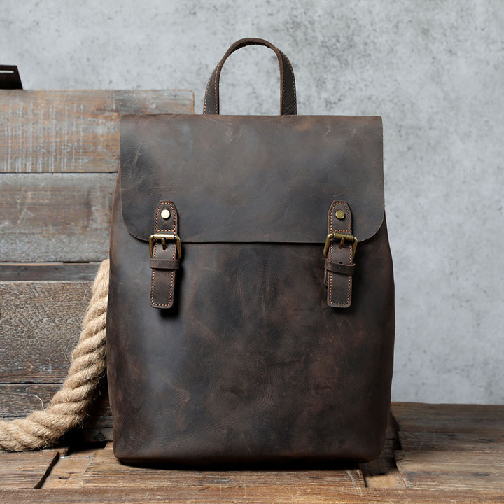 New Simple Retro First Layer Cowhide Backpack