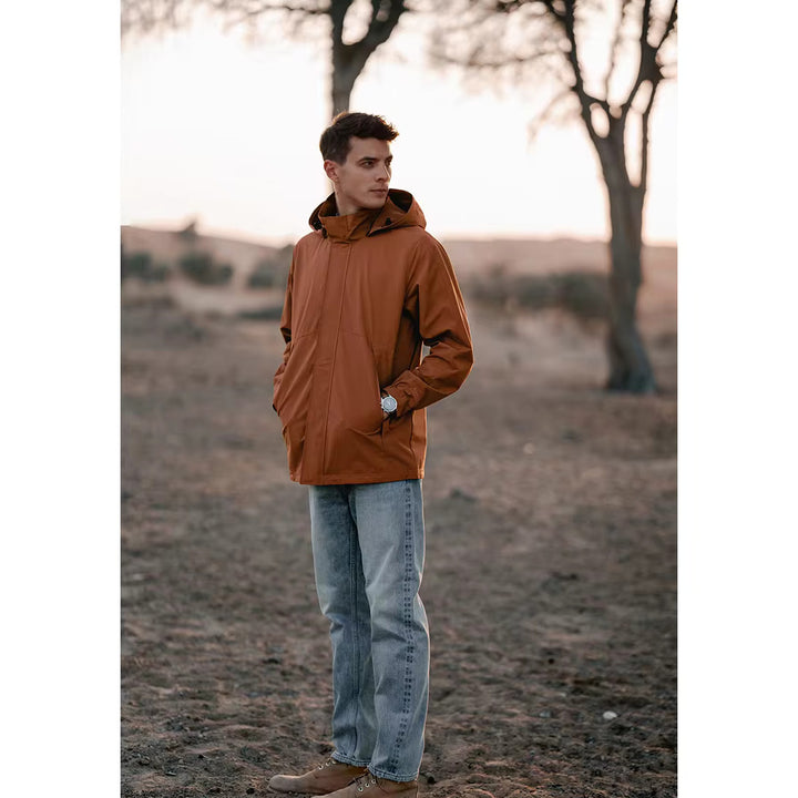 Men's Oversize Soft Shell Windbreaker Jacket with Detachable Hood