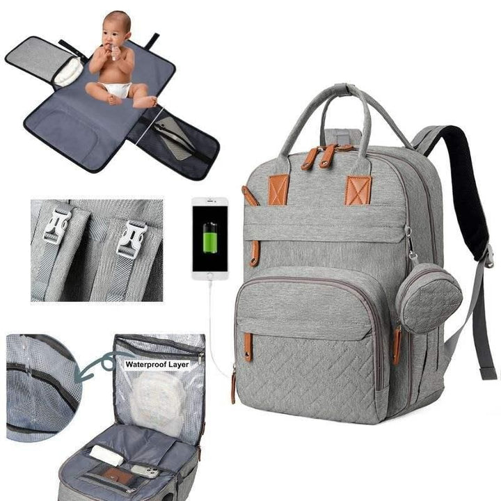 Multifunctional Diaper Bag Backpack with Changing Station - Waterproof, Spacious, and Versatile for Modern Parents