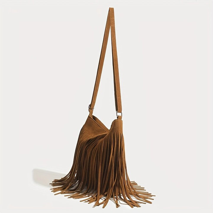 Vintage Suede Fringe Crossbody Bag