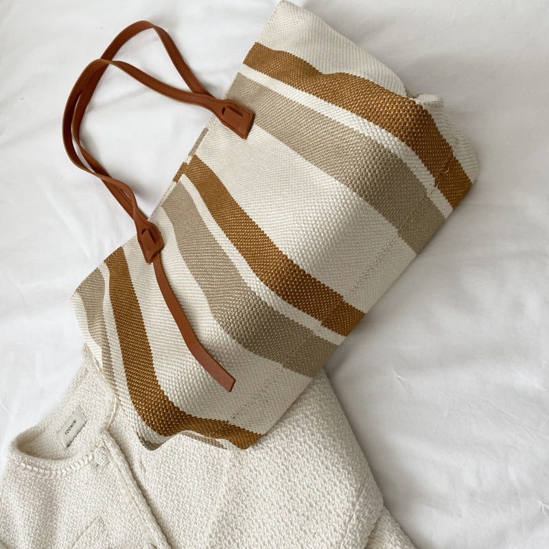 Striped Canvas Tote Bag