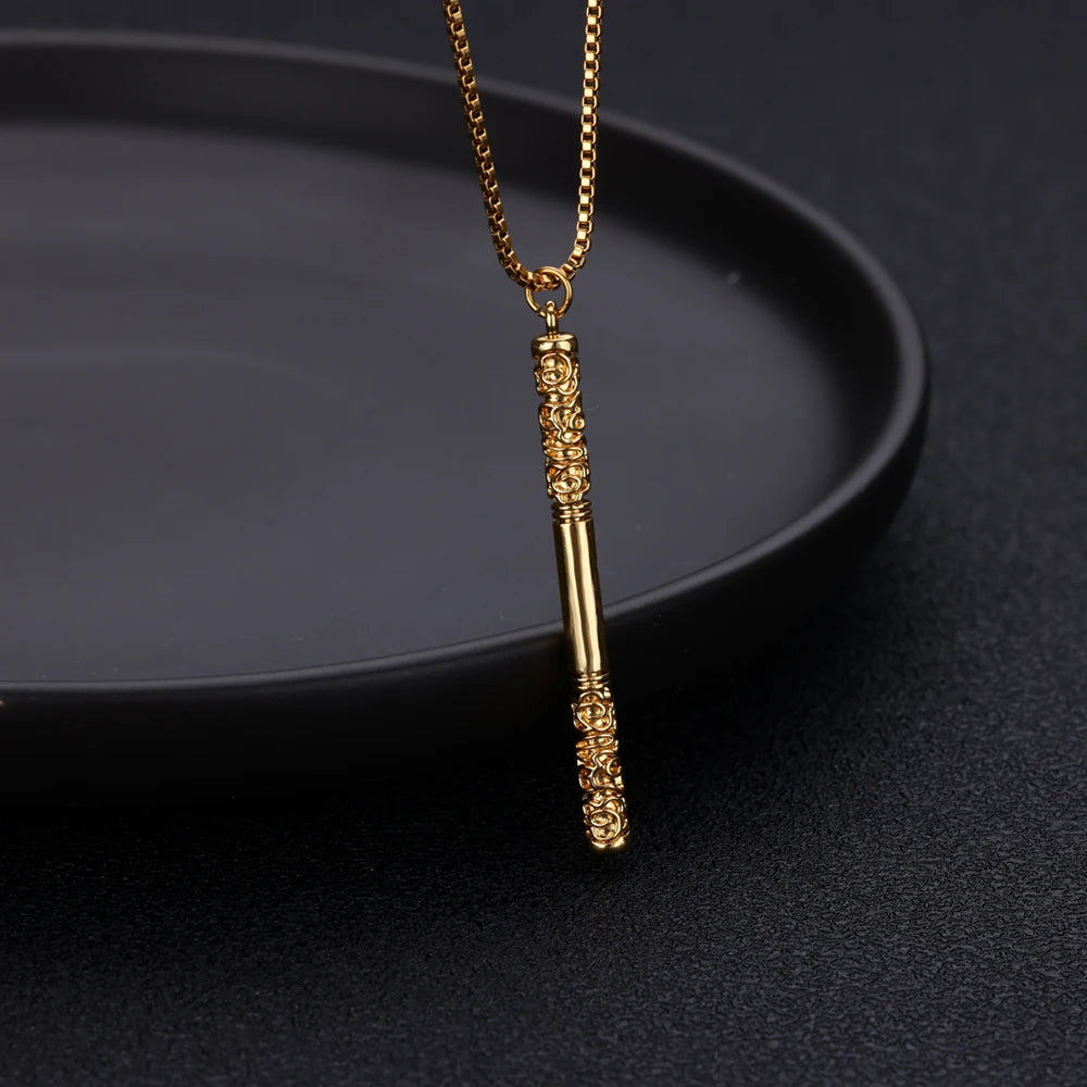 Golden Cudgel Stainless Steel Pendant Necklace