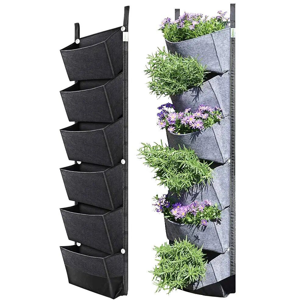 Wall-Mounted 6-Pocket Vertical Garden Planter – Perfect for Home Gardens