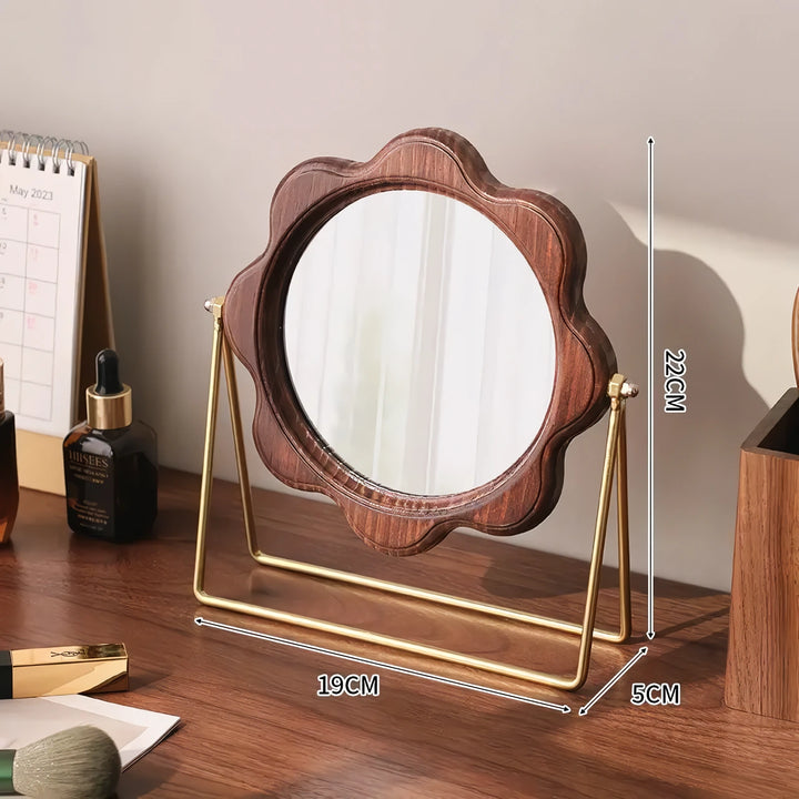 Elegant Rotatable Desktop Makeup Mirror – Neoclassical Design