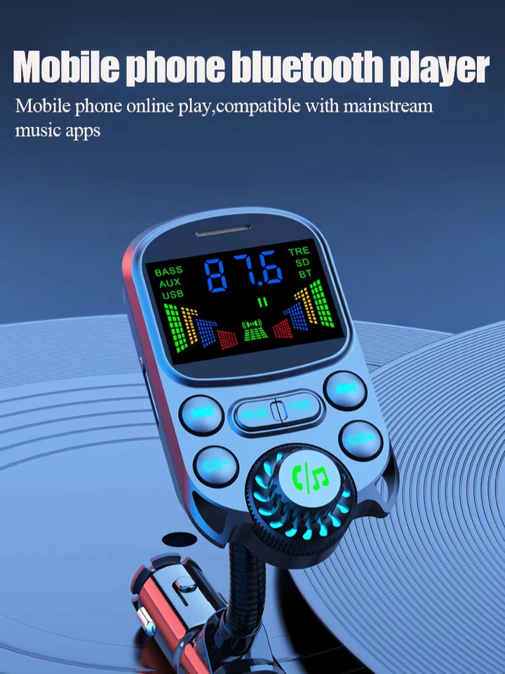 Bluetooth 5.3 Car FM Transmitter with PD & QC3.0 Quick Charging, Aux, and MP3 Player