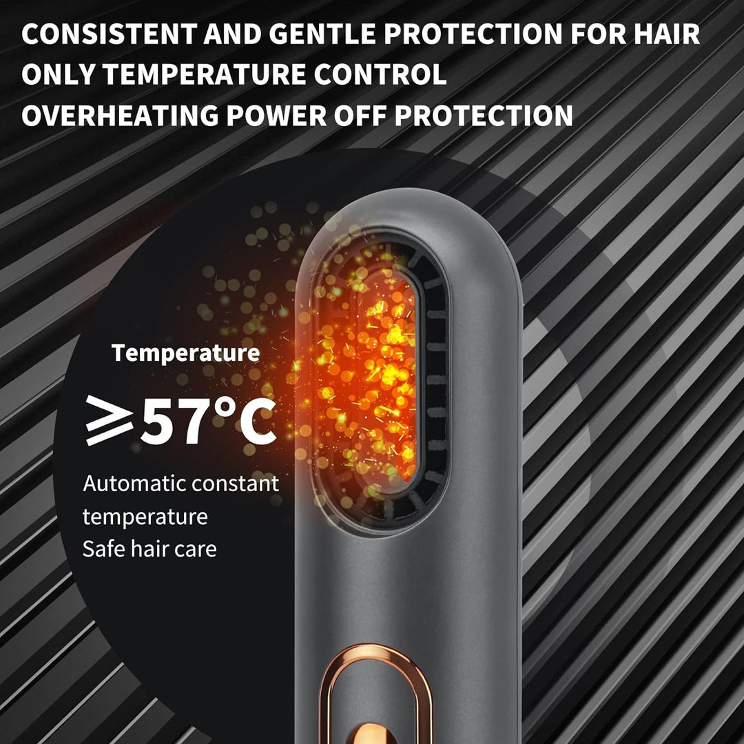 Compact 3-in-1 Hair Styler: Hair Dryer, Straightener & Brush with Negative Ion Technology