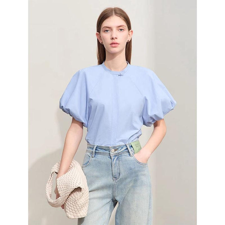 Summer Elegance Lantern Sleeve Blouse