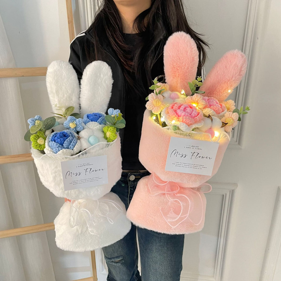 Creative Knitted Rabbit Ear Bouquet Doll